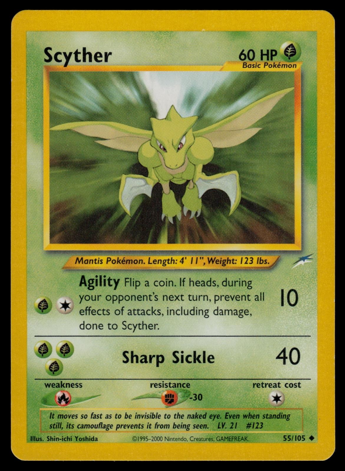 Scyther 55/105 Uncommon Neo Destiny Pokemon Unlimited Lightly Played