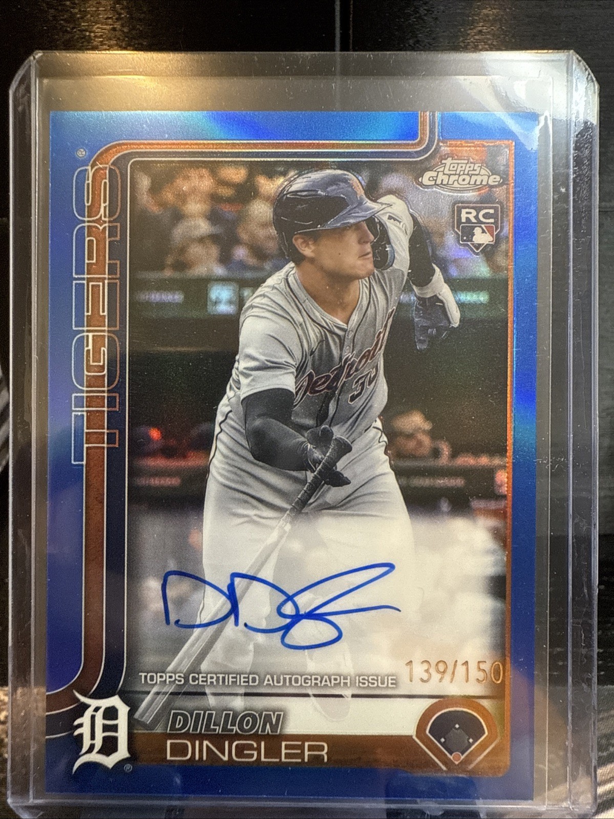 2025 Topps Chrome Dillon Dingler Rookie Auto RC True Blue Refractor /150 Tigers