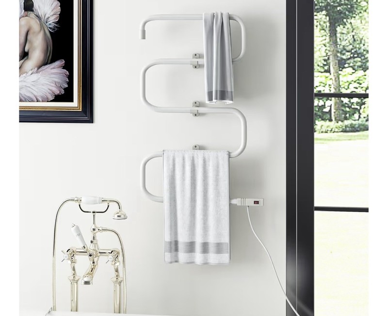 Electric Towel Warmer, S-Shaped Heated Towel Rack with Built-In Switch, Constant