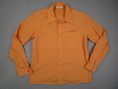 Acne Studios Shirt Mens 52 Orange Boxy Cropped Snap Front Long Sleeve Romania