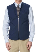 EUC ETON Gilet Wind Vest Navy Blue Size L Large Full Zip Pockets Golf Travel