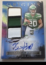 2022 Panini Origins Rookie Jumbo Jersey Autograph Breece Hall #157 Blue /49 Jets