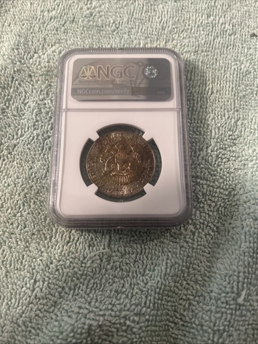 1964-D Kennedy Half Dollar MS64 NGC - Beautiful Rainbow Crescent Toned Reverse - Picture 2 of 2