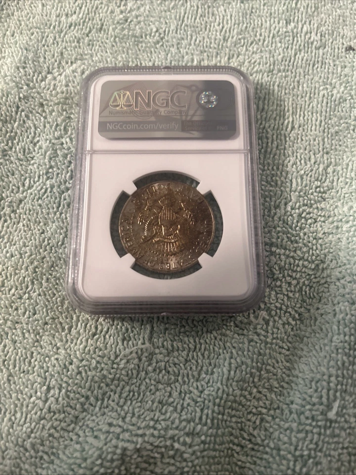 1964-D Kennedy Half Dollar MS64 NGC - Beautiful Rainbow Crescent Toned Reverse - Image 2 of 2