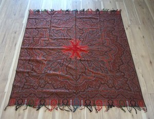 Antique Square Paisley Shawl 66"x67"