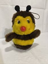 Vtg 1981 R. Dakin Buzzbee Bumble Bee Plush Squeaker Shaker Sounds. Red Nose.