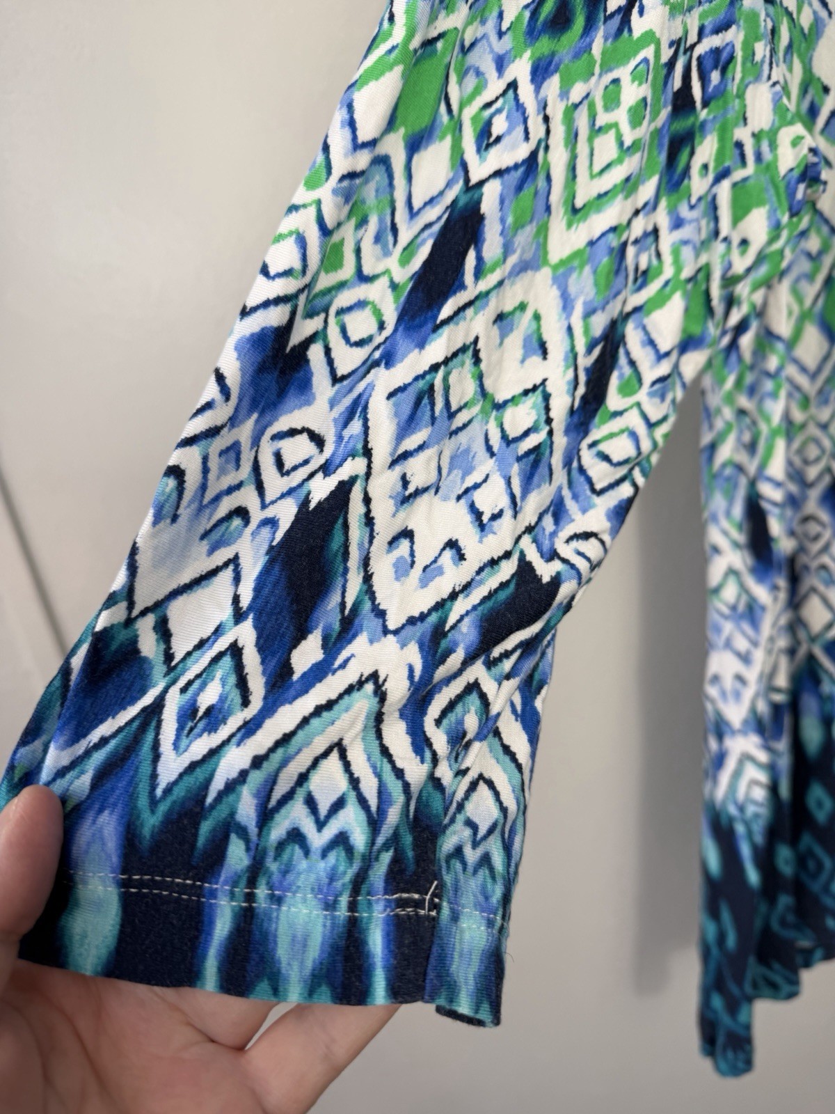 Ruby Rd Plus Size Green Blue Multiprint Pullover … - image 2