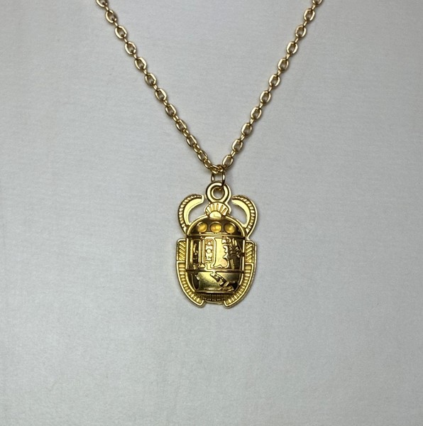 Alternate view of Egyptian Scarab Beetle Pendant 20" Gold-plated Chain Necklace Gift Bag