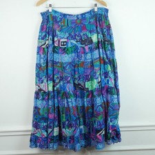 Vintage Tiered Maxi Skirt Cotton Gauze Multicolor Boho Fairy Festival 90s XL 1X