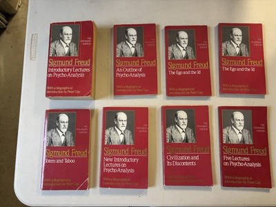Vintage Sigmund Freud Books Lot -8 Paperback Standard Edition Psychoanalysis Set