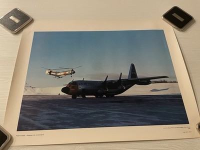 USAF Poster Lockheed C-130 & Piasecki H-21 Helicopter  Flying Banana  1970 VTG