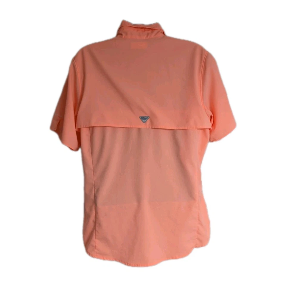 Рубашка с коротким рукавом женская Columbia PFG M оранжевая универсальная с застежкой вентилируемая 0379 - Изображение 2 из 4