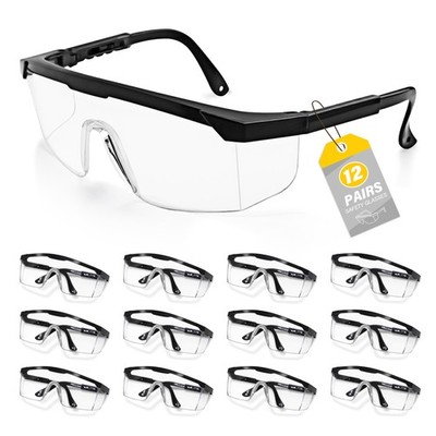 12 Pack Safety Glasses Bulk Anti-Fog, Adjustable Temple Safety Goggles, UV Pr...