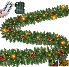 9 Ft Prelit Christmas Garland w/ Remote, Timer, 50 Warm White/Color-Changing LED