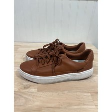 Kizik Vegas Leather Sneakers Hands Free Step In Casual Brown Unisex M 9.5/W 11