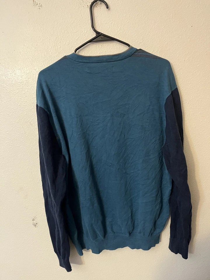 Perry Ellis Pullover Sweater Men's XL Blue V-Neck L/S Cotton Blend - Image 3 of 4