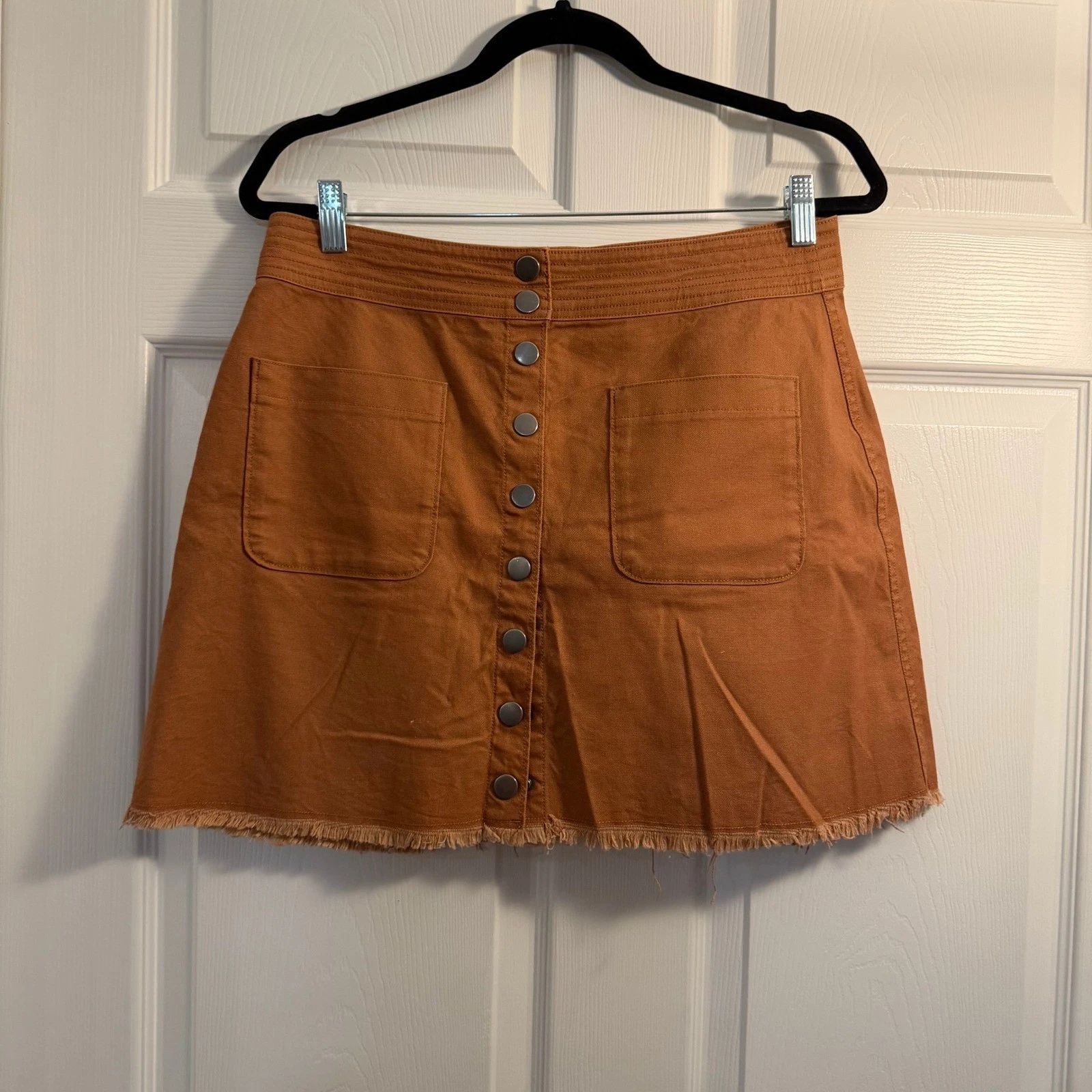 Madewell Button Front Mini Skirt Rust Orange 10 Boho Festival Casual