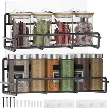 2 Pack Wall Mount Spice Rack Organizer, for Kitchen Pantry Door Storage and Orga