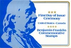 USPS  Canada Post Joint Issue FDC Ceremony Program #1690 C1 Benjamin Franklin