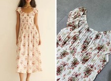 Women Doen U-neck Floral Slim Fit A-line Midi Dress