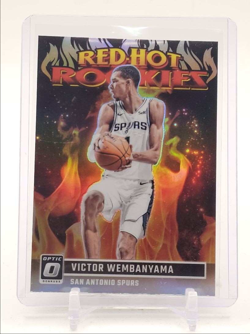 VICTOR WEMBANYAMA 2023-24 DONRUSS OPTIC RED-HOT ROOKIES HOLO PRIZM RC Q0M