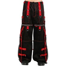 MM Gothic Men's Black with Red X-strap Zip Off Pant Punk Rock Pants