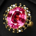 Pink Padparadscha Sapphire 9.10Ct 925 Sterling Silver 24K Gold Rings Size 6.5