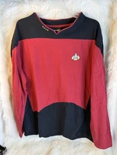 STAR TREK Robe Factory Men’s Size M TNG Red Command Uniform Shirt Mens Medium