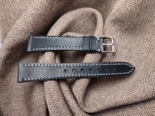 Cinturino 18 mm Nero artigianale Pelle Bovina Fibbia 14 mm Italy (181413)