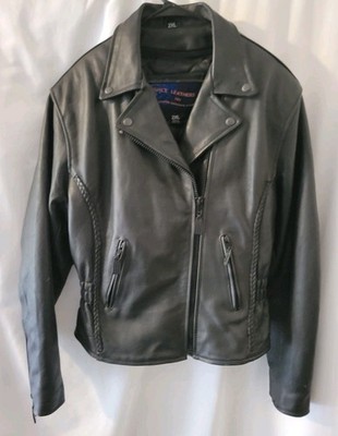 Leather Motorcycle Jacket Women's Studded Braided Size 2XL, Vance Leather 