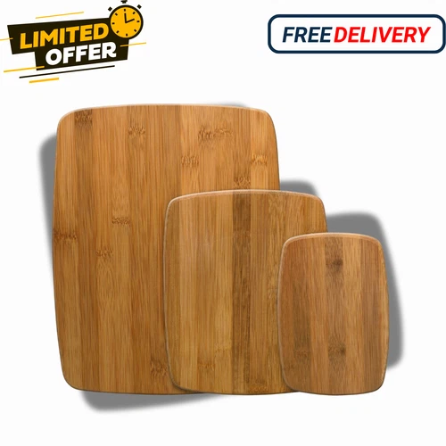 3-Piece Bamboo Cutting Board Set – Durable Kitchen Chopping & Serving Boards
