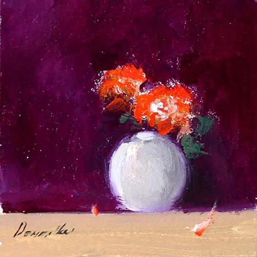 ACEO SPRING FLOWER  Still Life Art Oil painting  UKRAINE4X4