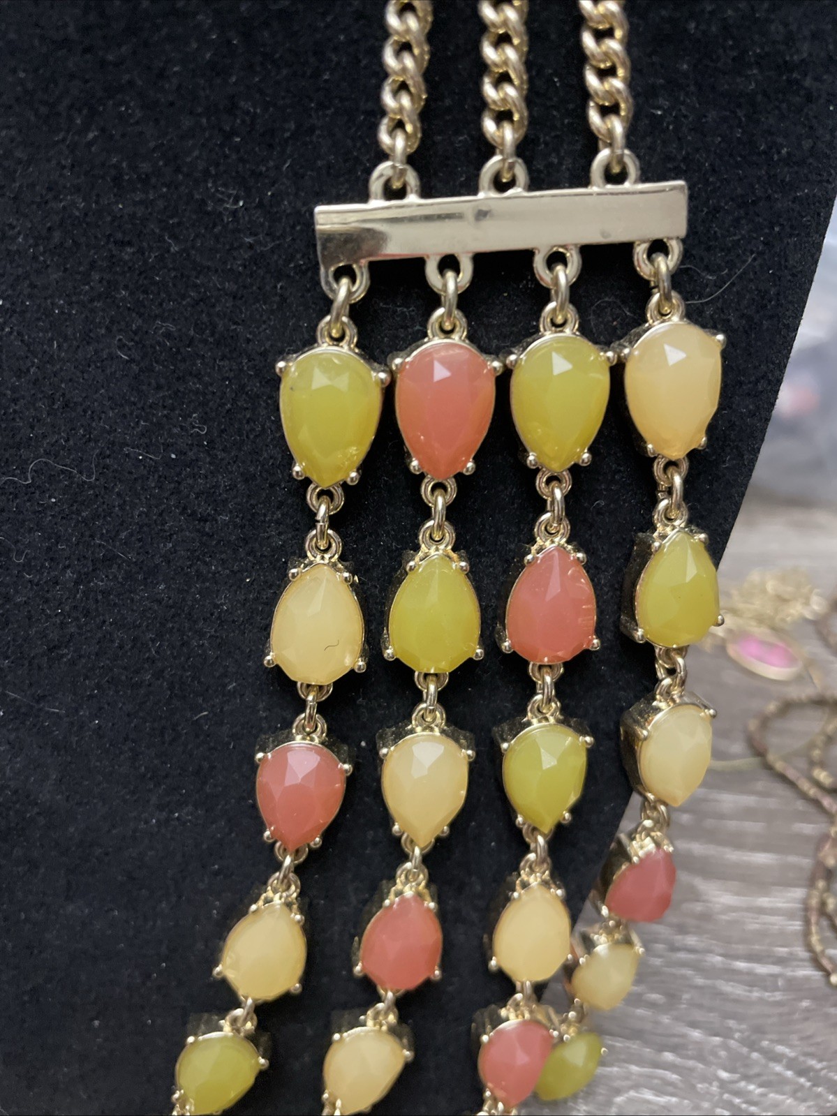 Talbots Statement Necklace Multicolor Teardrop Be… - image 5