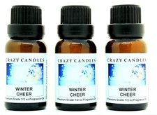 3 Winter Cheer 1/2oz Premium Grade Scented Fragrance Oil Crazy Candles
