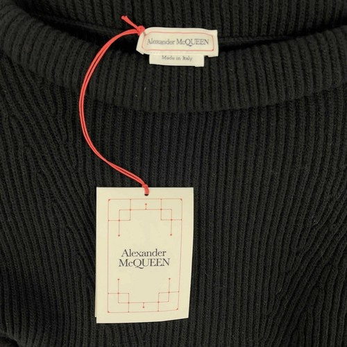 Alexander McQueen - New w/ Tags - Black Ribbed Knit Flare Dress - Size XS - Picture 7 of 12