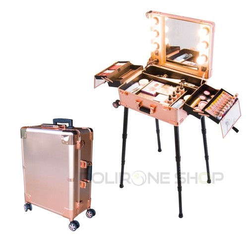 HOMCOM Maleta de Maquillaje Profesional Maletín de Comésticos Desmontable  con Ruedas Omnidireccionales con Cerradura Color Negro