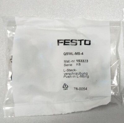 1Bag/10PCS New Festo QSML-M5-4 153333 Push-in Connector  QSMLM54.