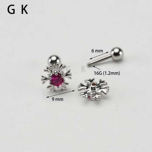 2PCs Surgical Stainless Steel Fashion Red Flower Round Stud Ear Earrings - Picture 5 of 6