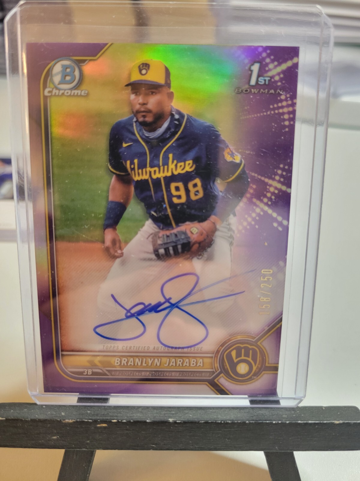 Branlyn Jaraba 1st Bowman Purple 158/250 2022 Bowman Chrome Auto