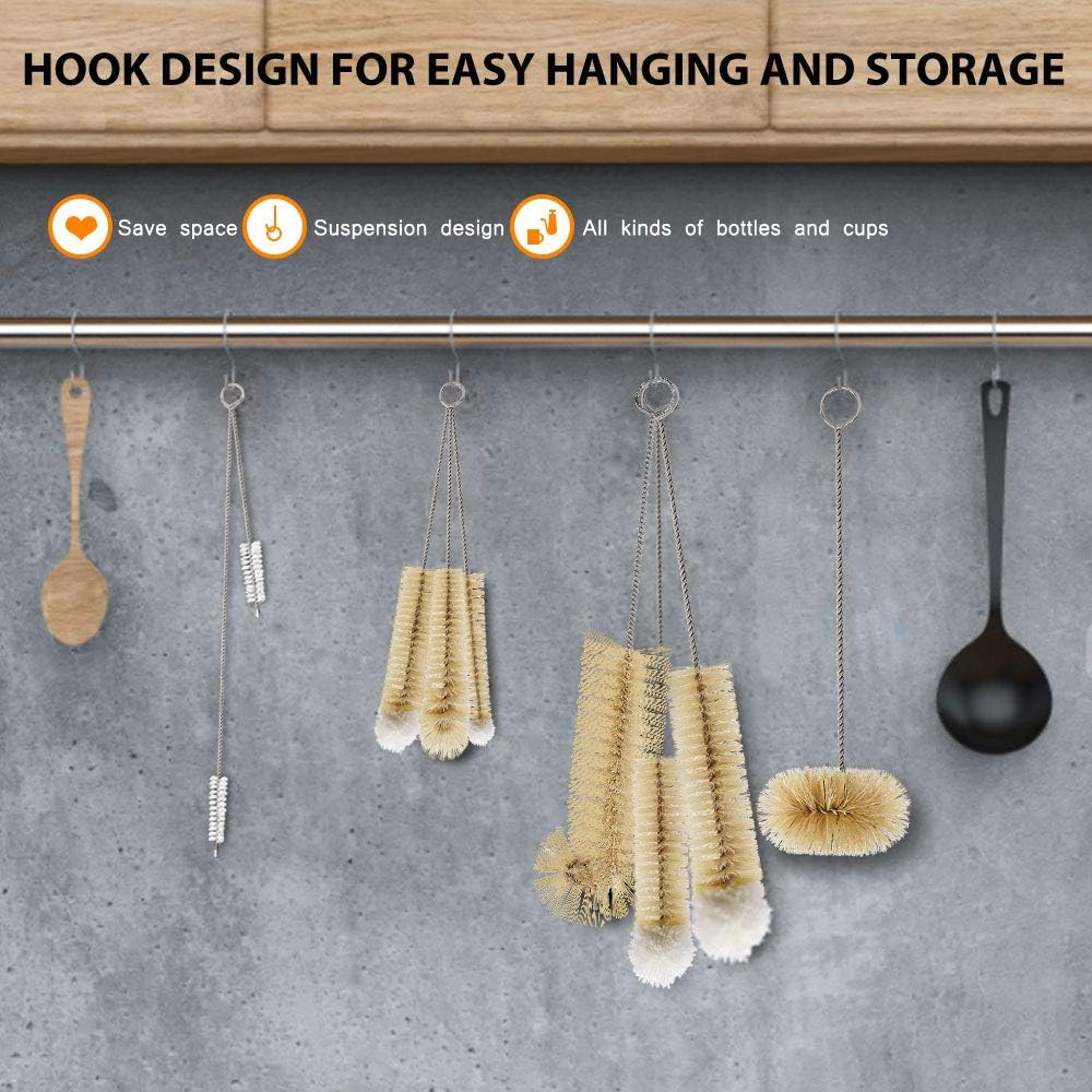 Masthome 9 Pieces Bottle Brush Set, Long Handle Bottle Cleaner for Washing Narro