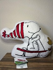 Christmas Peanuts Snoopy Sledding with Woodstock Sherpa Pillow NEW