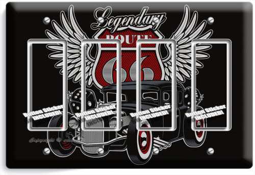 HOT ROD RETRO NEGRO COCHE RUTA 66 INTERRUPTOR DE LUZ GARAJE HOMBRE CUEVA PLACAS DE PARED - Imagen 16 de 34
