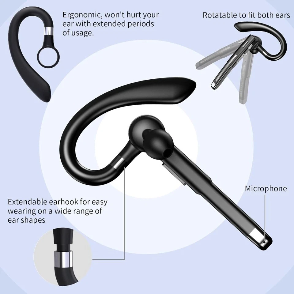 AZNCOS Bluetooth Headset, Bluetooth Wireless Earpiece with mic Trucker Headset - Image 2 of 4