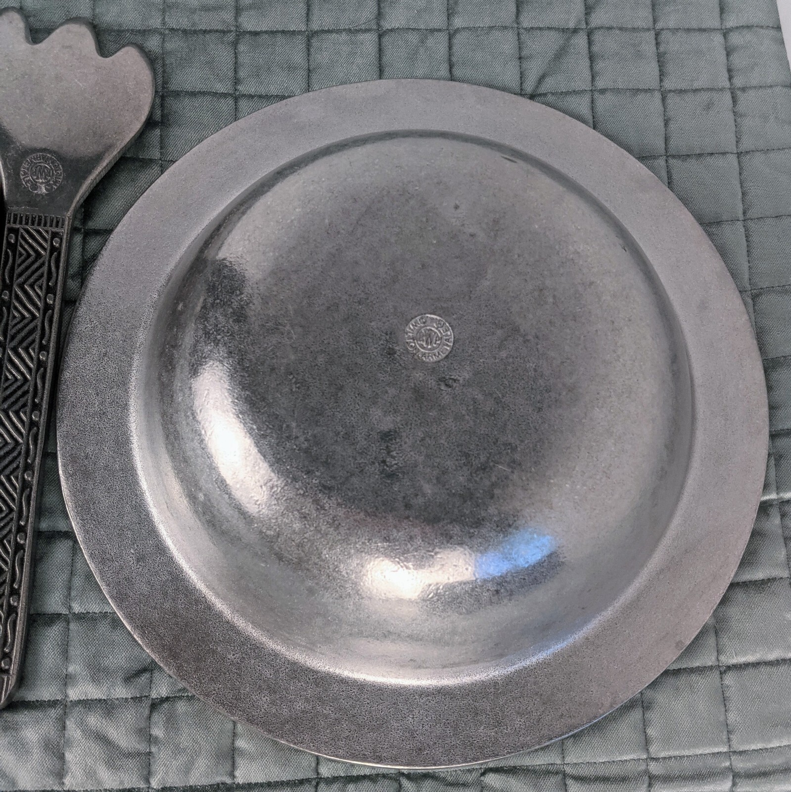 Vintage Wilton Armetale Pewter Salad Bowl, Spoon & Fork Serving Set