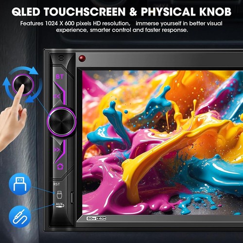 Double Din Bluetooth Car Stereo: 7” Touchscreen with Audio & Video Connectivity - Picture 6 of 9
