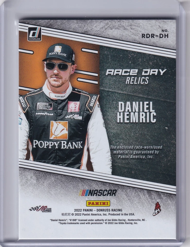 Daniel Hemric 2022 Panini Donruss Gold Race Day Relics RDR-DH, 11/25 - Image 2 of 2