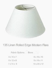 BONE LINEN ROLLED EDGE MODERN FLARE LAMPSHADE Hardback Versatile NEW  PERFECT