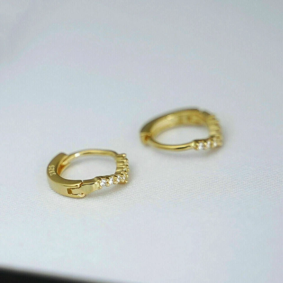 Argento Sterling 8mm Cerchio Pavé Zirconia Cubica Semplice Forcella Stretto Lobo - Immagine 4 di 4