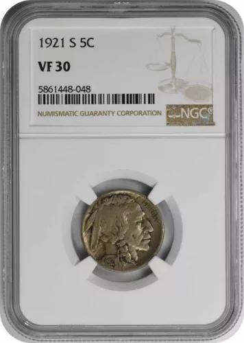 1921-S Buffalo Nickel VF30 NGC