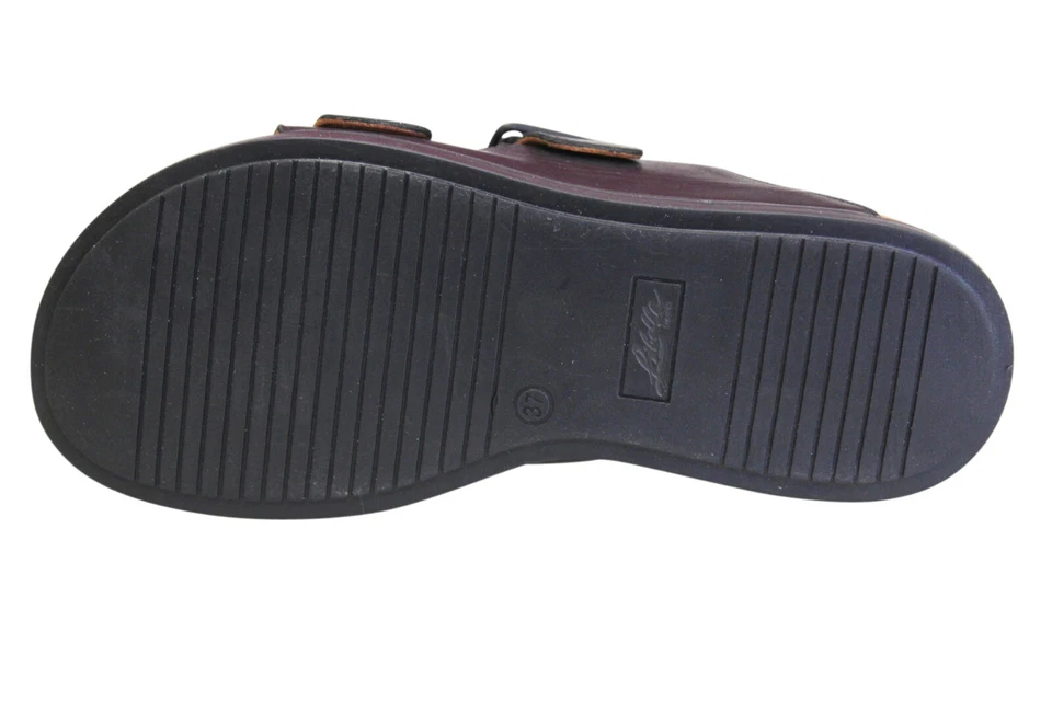 Libelle Damen Schuhe Sandaletten Freizeit Pantoletten in Leder Schwarz / Coralle - Bild 4 von 4